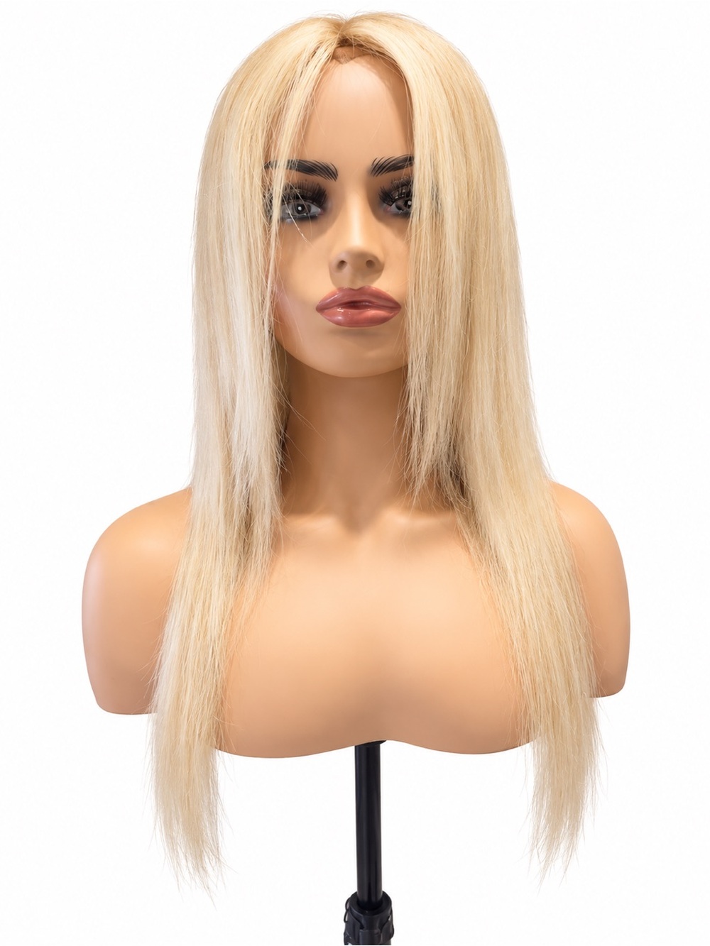 Blonde Straight Human Hair topper Wig - Natural Light Blonde
